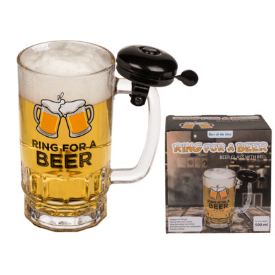 Bicchiere Birra in Vetro con Campanello 500 ml Ring for a Beer