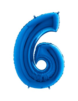 Palloncino Numero 6 Blu in Mylar cm 101