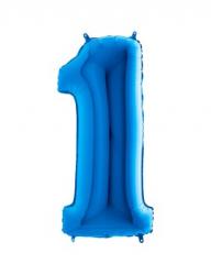 Palloncino Numero 1 Blu in Mylar cm 101