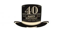 Cappelli a Cilindro in Cartoncino Sagoma Compleanno 40 Anni con Nastro 4 pezzi