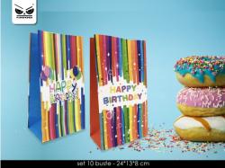Buste in Carta Colorate Happy Birthday 10 pezzi 24 cm