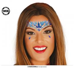 Gioielli Adesivi per Trucco Viso Strass Blu Principessa del Ghiaccio per Carnevale e Halloween