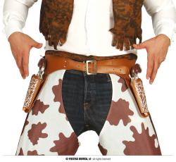 Cintura con Doppia Fondina Marrone e 2 Pistole West 24 cm Cow Boy