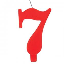 Candelina Rossa in Cera Numero 7 Scintillante 9,5 cm