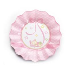 Piatti in Carta Baby Orsetto Rosa Nascita Battesimo Compleanno 8 pezzi 21 cm