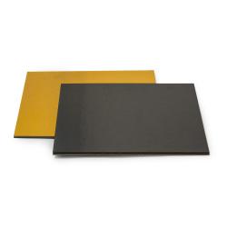 Piatto Torta in Cartone Robusto Oro/Nero Quadrato 36x36 cm spessore 3 mm