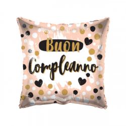 Palloncino Buon Compleanno Rose Gold in Mylar quadrato 46 cm