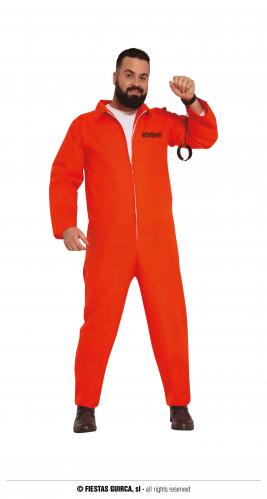 Costume Prigioniero Carcerato Tuta Arancione Uomo XL