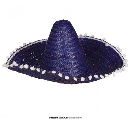 Cappello Messicano Sombrero 50 cm in Paglia Blu