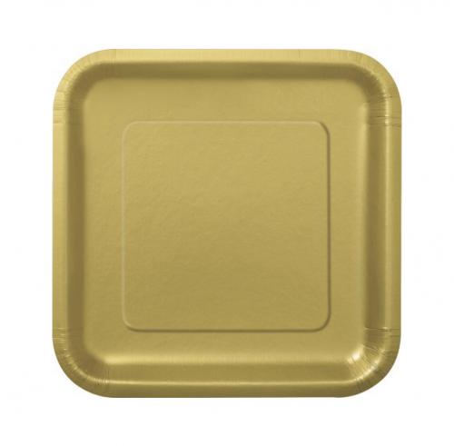 Piatti in Carta Oro Quadrati 16 pezzi 17,4 cm